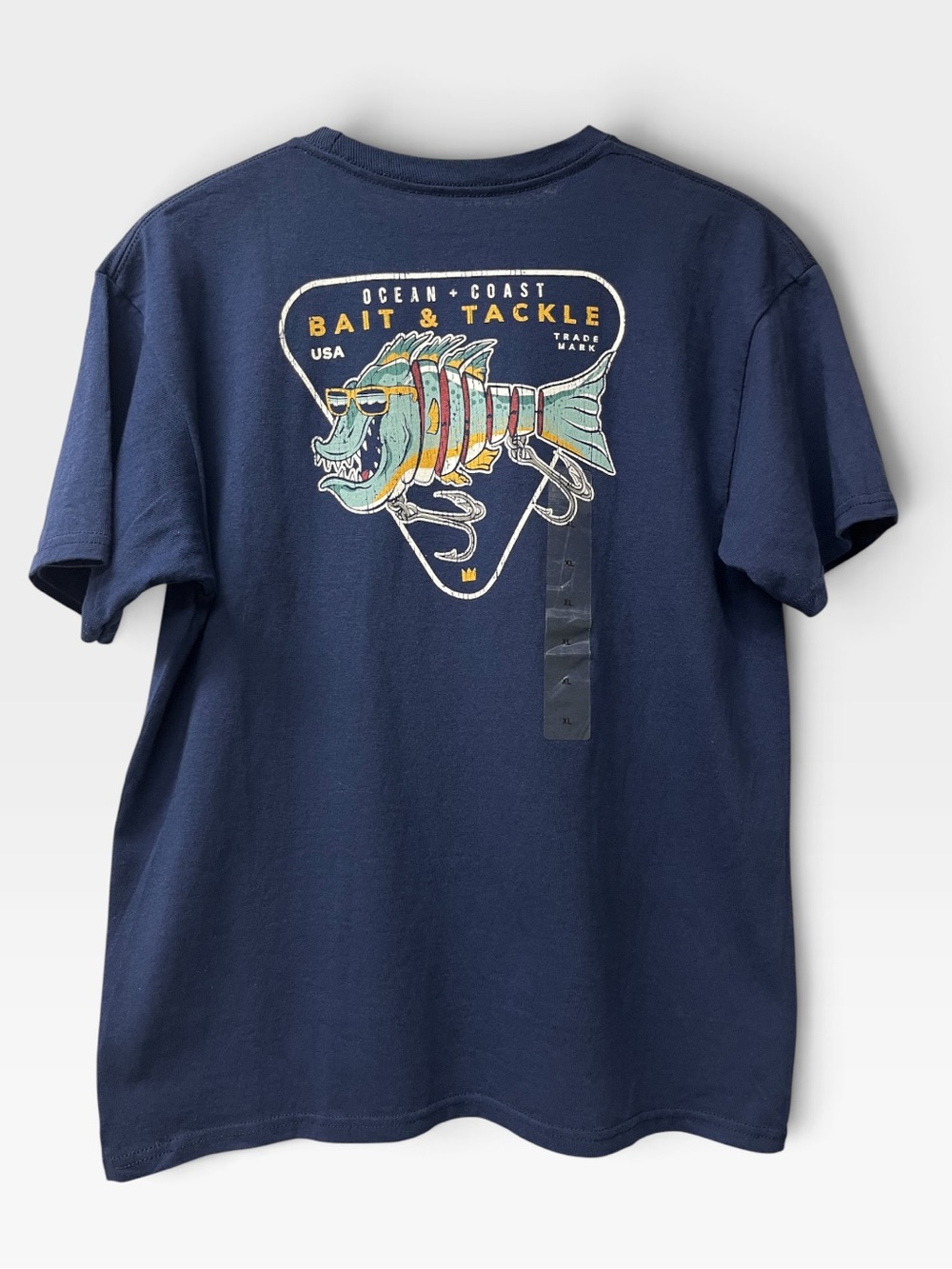 Ocean + Coast Kids Navy Tee with Bait & Tackle Fish Graphic